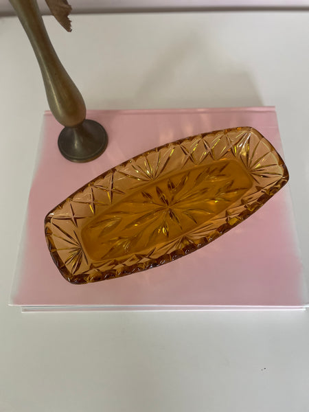 Oval Amber Glass Dish