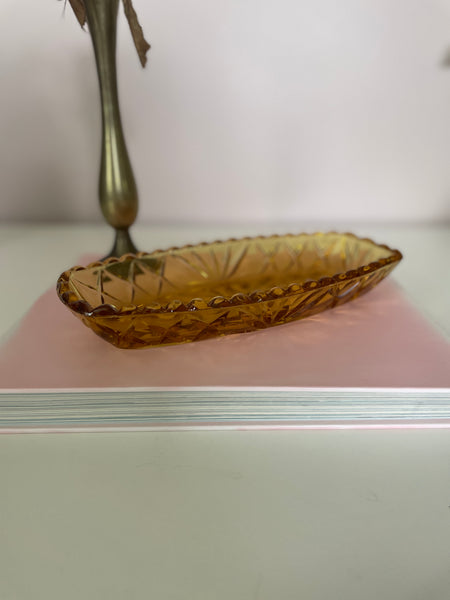 Oval Amber Glass Dish