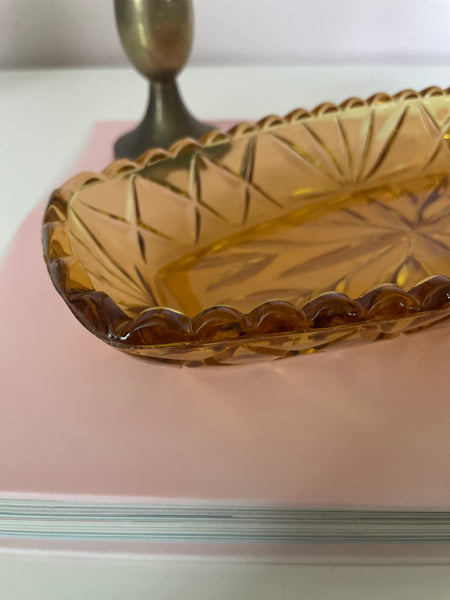 Oval Amber Glass Dish