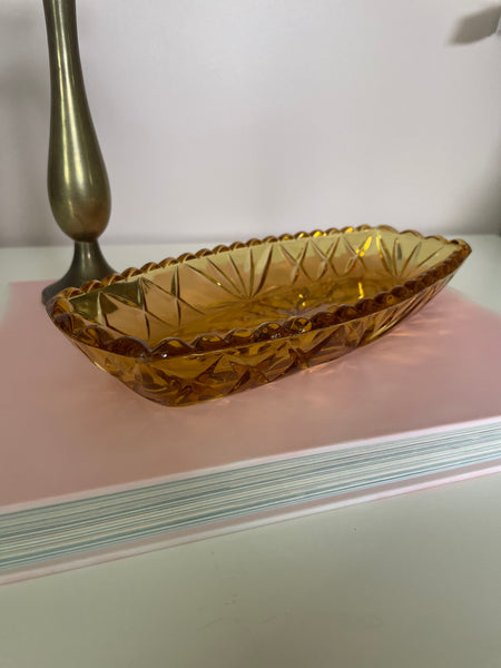 Oval Amber Glass Dish