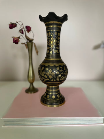 Metal Vase | Black and Brass