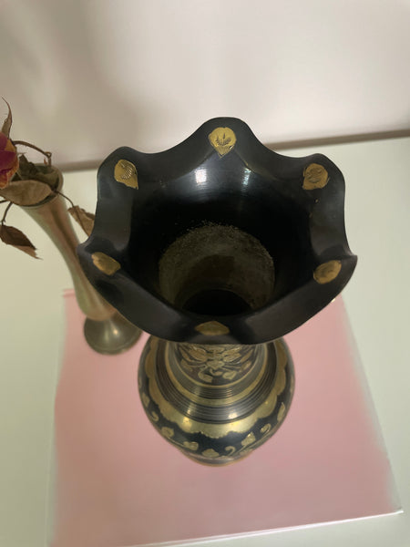 Metal Vase | Black and Brass