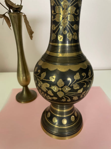 Metal Vase | Black and Brass