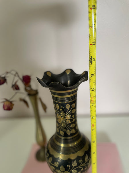 Metal Vase | Black and Brass