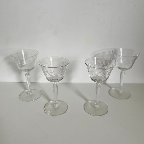 Etched Sherry Glasses | Set of 4