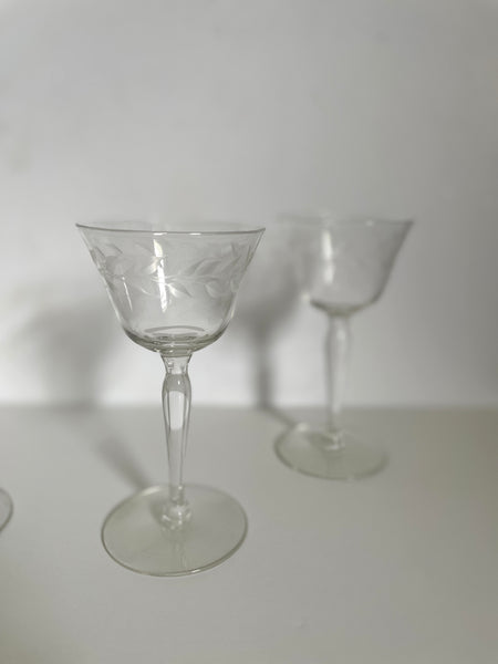 Etched Sherry Glasses | Set of 4