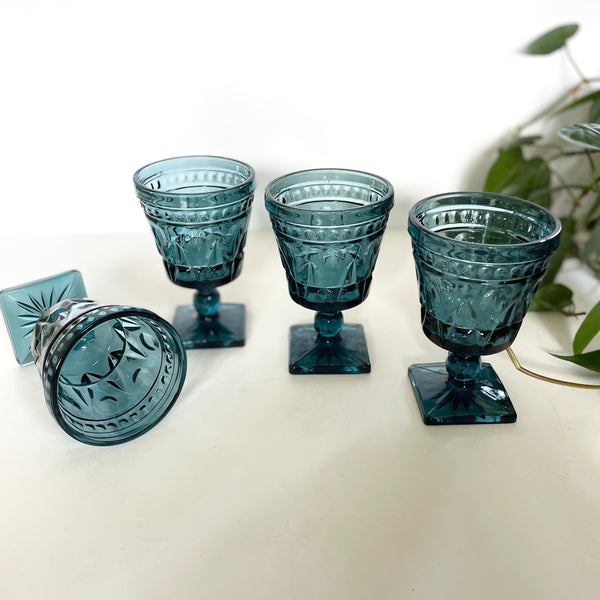 Blue Goblet Glasses | Set of 4