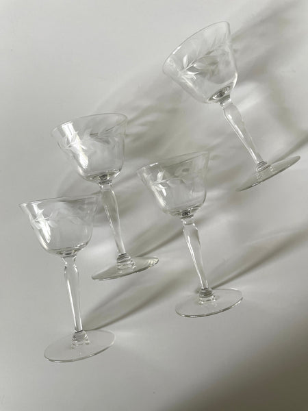 Etched Sherry Glasses | Set of 4