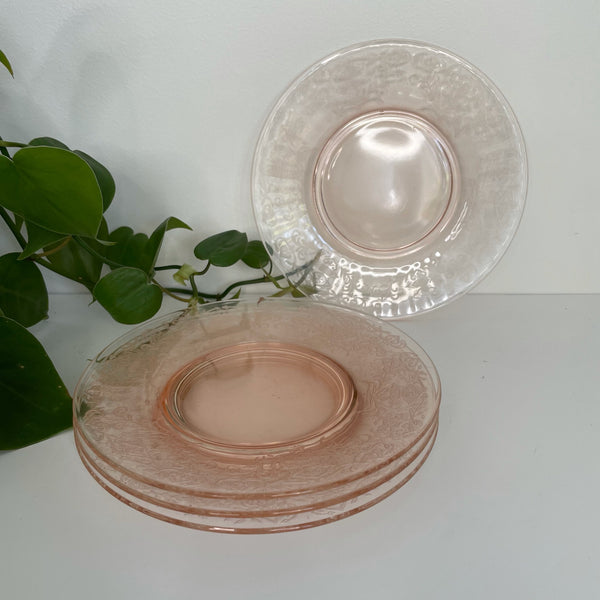 Pink Glass Dessert Plates | Set of 4