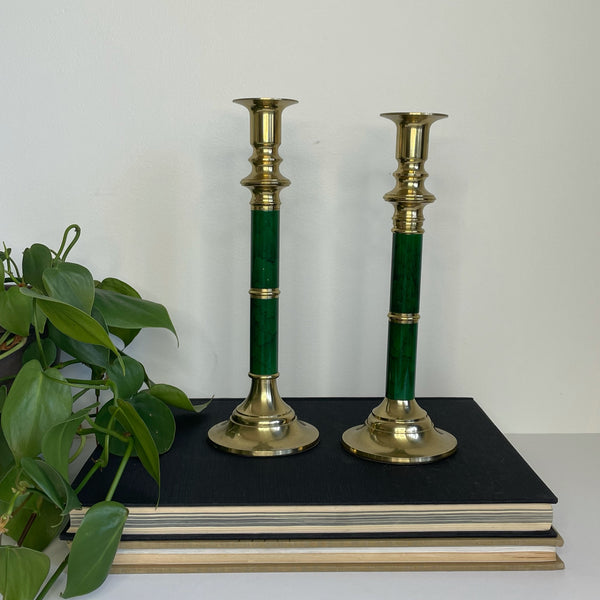 Green and Gold Candleholders Set II