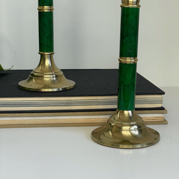 Green and Gold Candleholders Set II