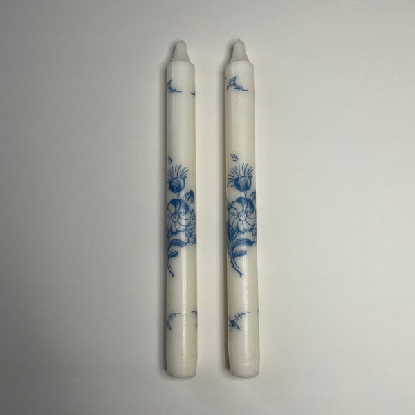 White Floral Taper Candlestick Pair | 10”