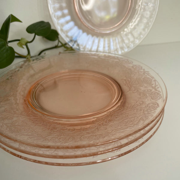 Pink Glass Dessert Plates | Set of 4