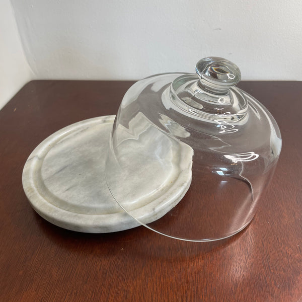 White Marble & Glass Cloche