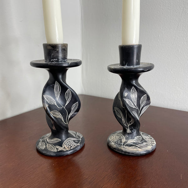 Stone Candleholders | Pair