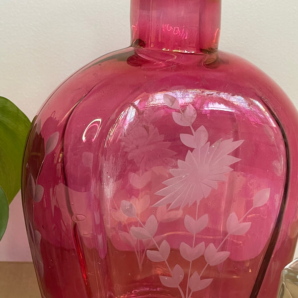 Magenta Glass Decanter