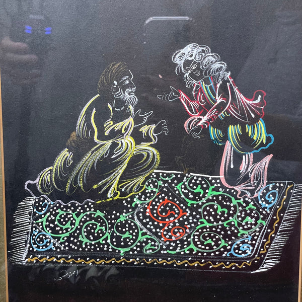 Original Iranian Art - Conversation on Rug