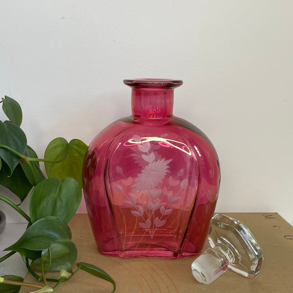 Magenta Glass Decanter