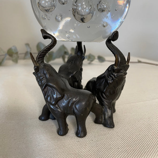 Bronze Elephants With Crystal Ball