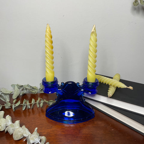 Blue Glass Candle Holders | 3 Piece Set