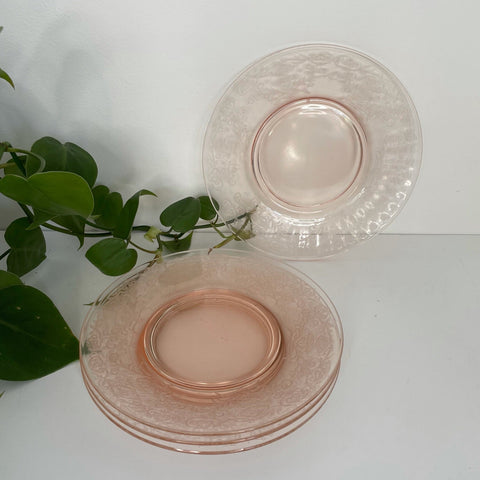 Pink Glass Dessert Plates | Set of 4