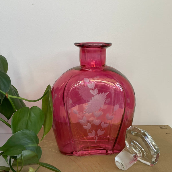 Magenta Glass Decanter