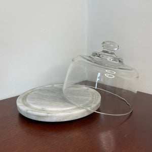 White Marble & Glass Cloche