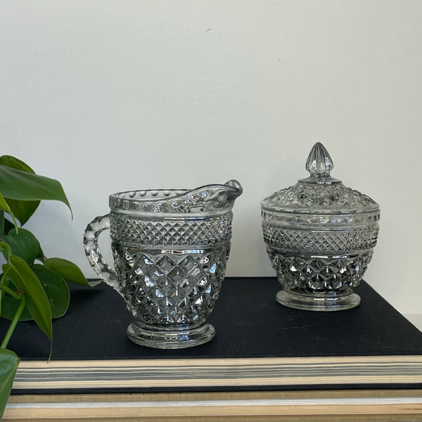 Glass Creamer and Sugar Set