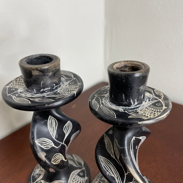 Stone Candleholders | Pair