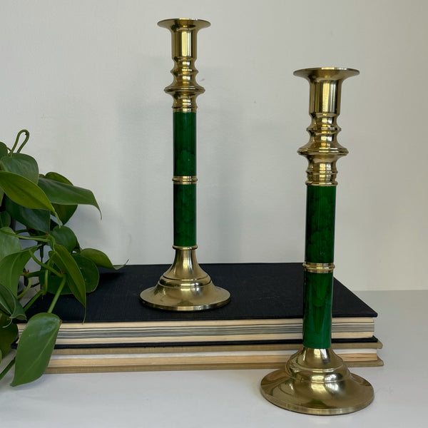 Green and Gold Candleholders Set II